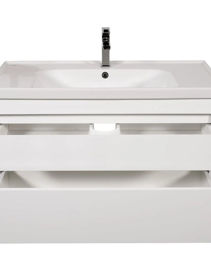 Mobilier de baie suspendat Vintage, Alb lucios