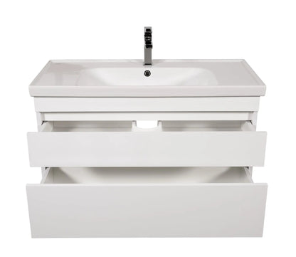 Mobilier de baie suspendat Vintage, Alb lucios