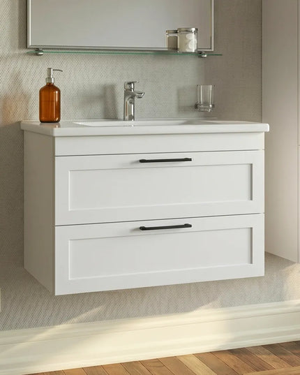 Mobilier de baie suspedat Inari, Alb