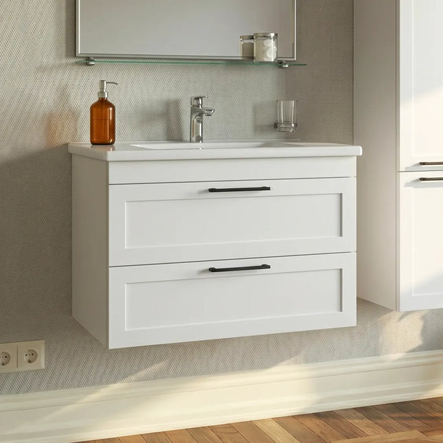 Mobilier de baie suspedat Inari, Alb