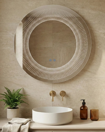 Oglindă baie LED ⌀80 cm rotundă, 3 nuanțe de lumină, dezaburire și touch control J-2068
