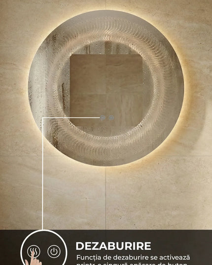 Oglindă baie LED ⌀80 cm rotundă, 3 nuanțe de lumină, dezaburire și touch control J-2068