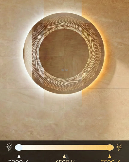 Oglindă baie LED ⌀80 cm rotundă, 3 nuanțe de lumină, dezaburire și touch control J-2068