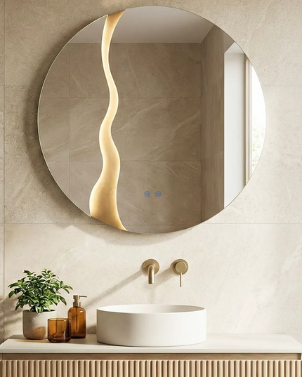 Oglindă baie LED ⌀70 cm rotundă, 3 nuanțe de lumină, dezaburire și touch control J-2080