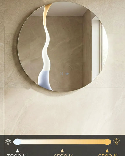 Oglindă baie LED ⌀70 cm rotundă, 3 nuanțe de lumină, dezaburire și touch control J-2080
