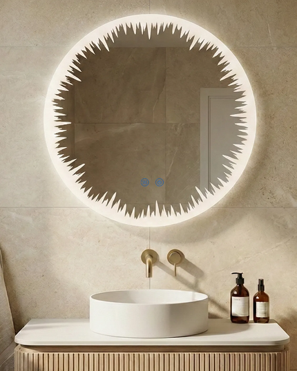 Oglindă baie LED ⌀70 cm rotundă, 3 nuanțe de lumină, dezaburire și touch control J-2086