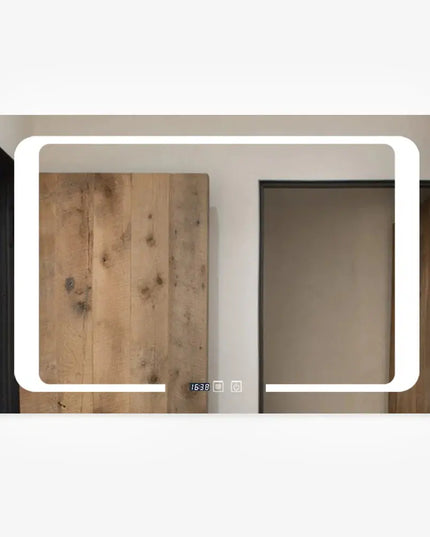 Oglinda LED 90X60cm cu Functie Dezaburire, Touch si Ceas J16