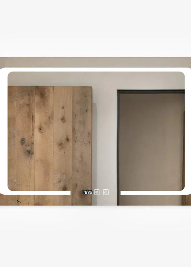 Oglinda LED 90X60cm cu Functie Dezaburire, Touch si Ceas J16