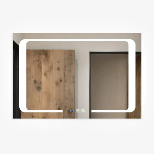Oglinda LED 90X60cm cu Functie Dezaburire, Touch si Ceas J16