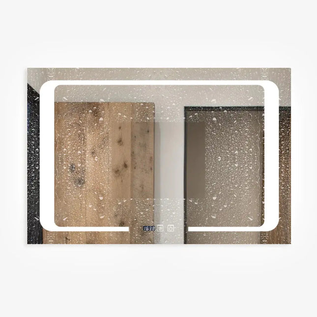 Oglinda LED 90X60cm cu Functie Dezaburire, Touch si Ceas J16