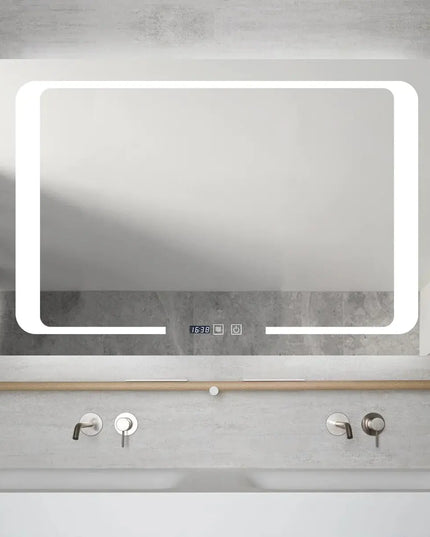 Oglinda LED 90X60cm cu Functie Dezaburire, Touch si Ceas J16