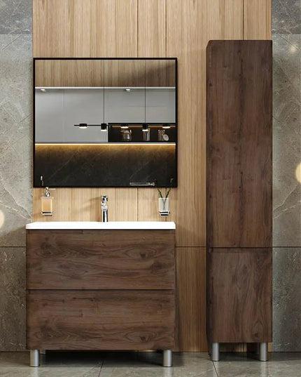 Mobilier de baie pe pardoseala Accent castan