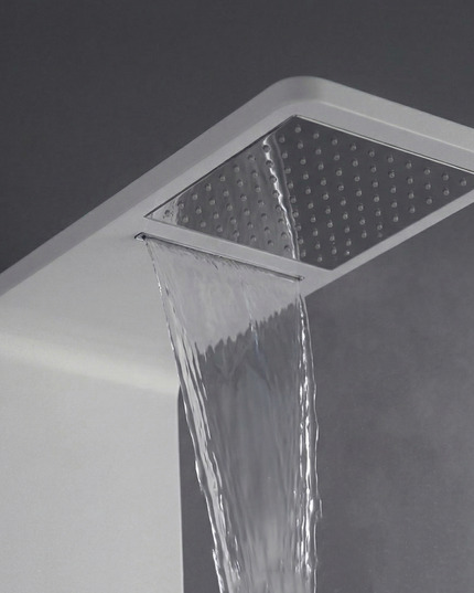 Panel de Duș Modern Alb Lucios – Design Minimalist cu Duș Fix și Accesorii Incluse