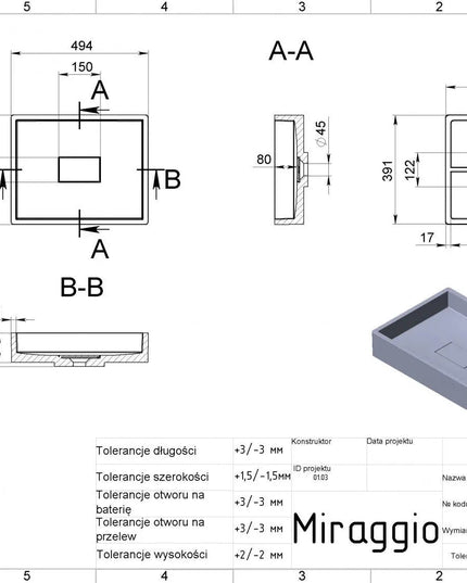Lavoar CAPRI Negru RAL 9005 Mat