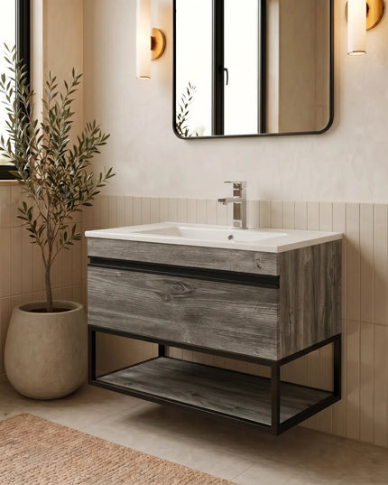 Mobilier de baie suspendat Loft Iron, Oak moras