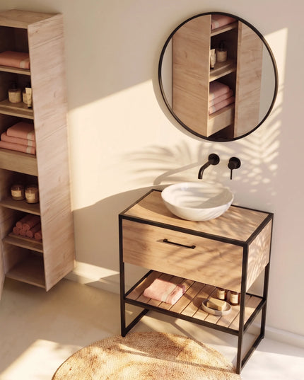 Mobilier de baie pe pardoseală Loft Scandi Seville, cu blat și lavoar Zero