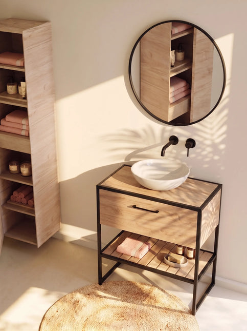 Mobilier de baie pe pardoseală Loft Scandi Seville, cu blat și lavoar Zero
