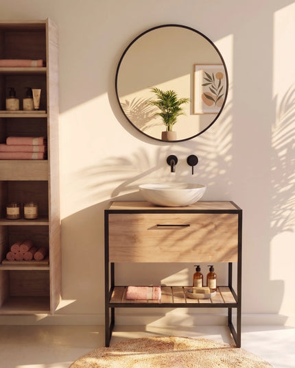 Mobilier de baie pe pardoseală Loft Scandi Seville, cu blat și lavoar Zero