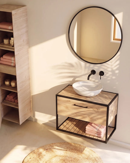 Mobilier baie suspendat Loft Scandi Seville cu blat – Design Nordic