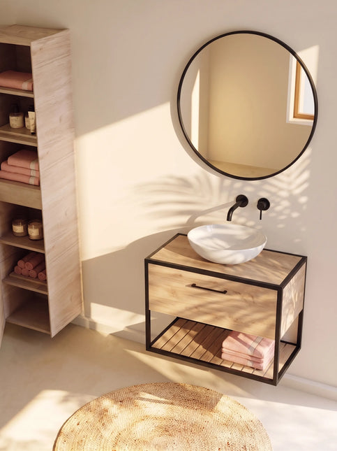 Mobilier baie suspendat Loft Scandi Seville cu blat – Design Nordic