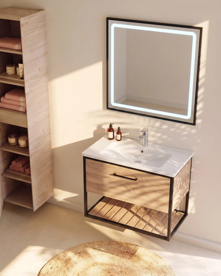 Mobilier baie suspendat cu lavoar ceramic Loft Scandi Seville – Design Nordic