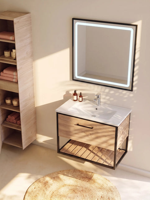 Mobilier baie suspendat cu lavoar ceramic Loft Scandi Seville – Design Nordic
