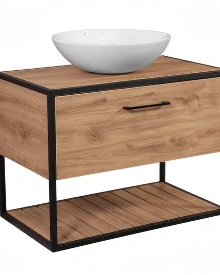 Mobilier baie suspendat Loft Scandi Seville cu blat și lavoar Zero – Design Nordic