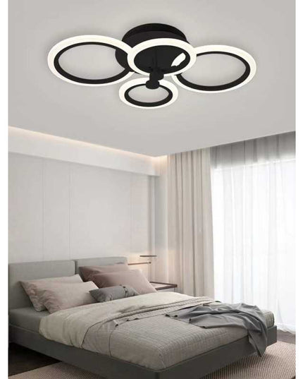 Lustra LED Concept Circles, cu telecomanda, 72W, negru, cu trei tipuri de lumina 6601/2+2 BK