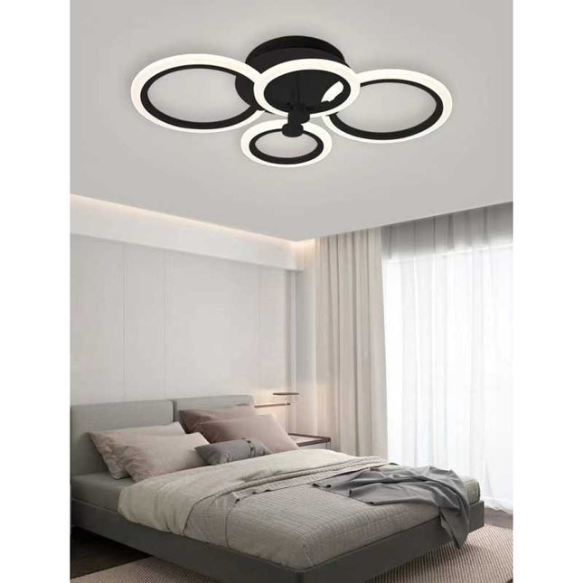 Lustra LED Concept Circles, cu telecomanda, 72W, negru, cu trei tipuri de lumina 6601/2+2 BK