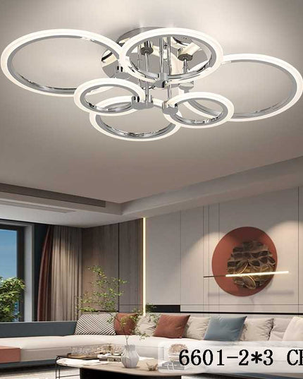 Lustră LED 6 Cercuri Crom cu Telecomandă 6601/2x3 CR