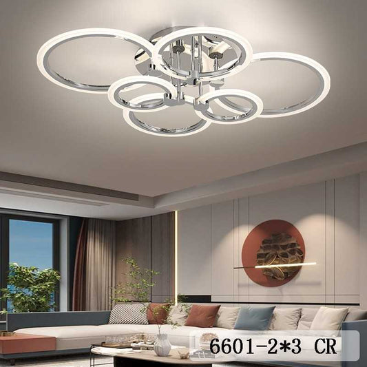 Lustră LED 6 Cercuri Crom cu Telecomandă 6601/2x3 CR