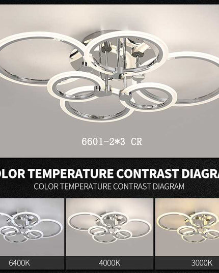 Lustră LED 6 Cercuri Crom cu Telecomandă 6601/2x3 CR