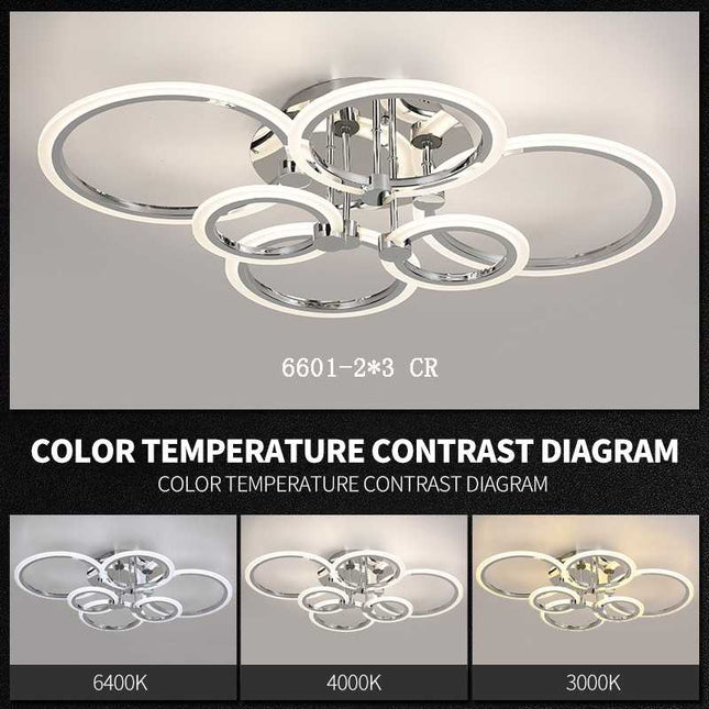 Lustră LED 6 Cercuri Crom cu Telecomandă 6601/2x3 CR