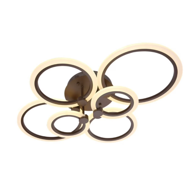 Lustră LED 6 Cercuri Maro cu Telecomandă WiFi – Eleganță și Funcționalitate - 6601/2X3 CF