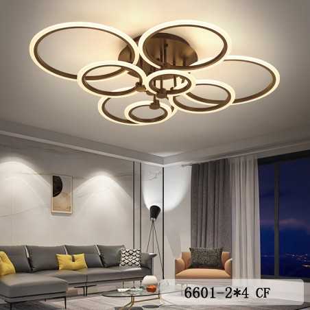 Lustră LED 8 Cercuri Neagră cu Telecomandă WiFi 2.4G – Design Modern și Iluminare Inteligentă -  6601/2X4 BK