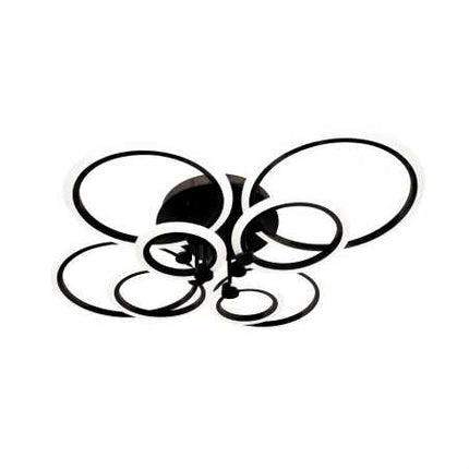 Lustră LED 8 Cercuri Neagră cu Telecomandă WiFi 2.4G – Design Modern și Iluminare Inteligentă -  6601/2X4 BK