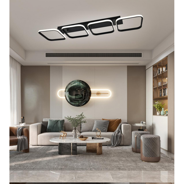 Lustră LED cu 4 Pătrate – Design Modern și Iluminare Inteligentă G3860/4