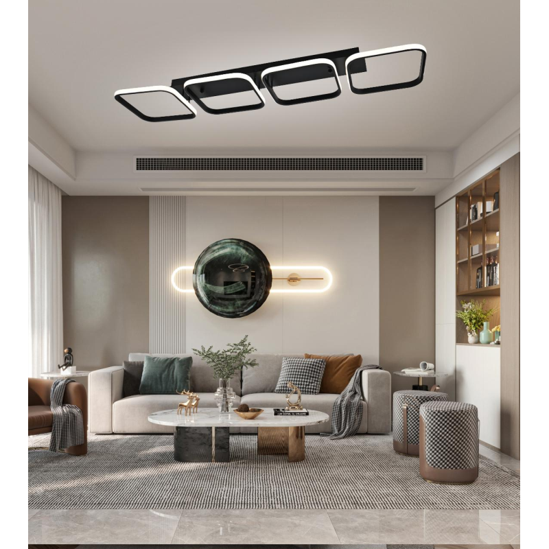 Lustră LED cu 4 Pătrate – Design Modern și Iluminare Inteligentă G3860/4