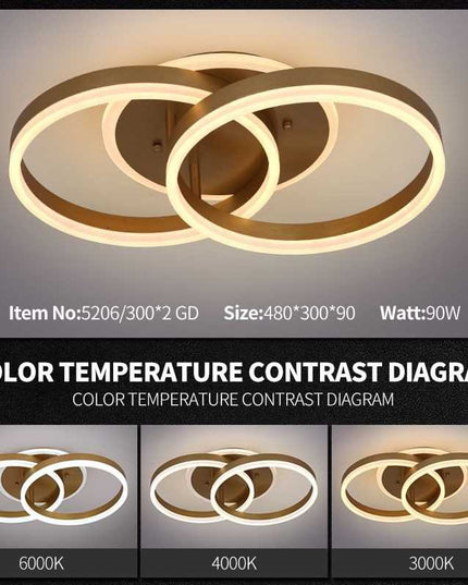 Lustră LED Dimabilă 90W cu Telecomandă – Iluminare Modernă și Reglabilă -5206/300*2 GD(C23024/2)