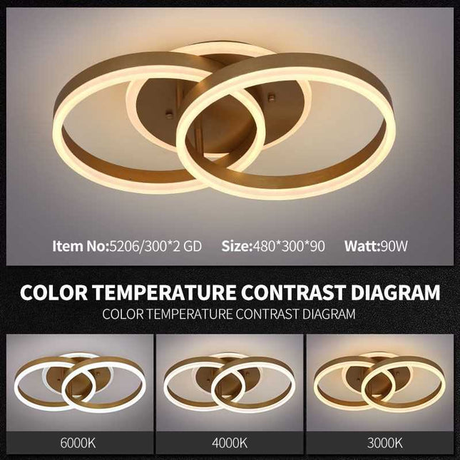 Lustră LED Dimabilă 90W cu Telecomandă – Iluminare Modernă și Reglabilă -5206/300*2 GD(C23024/2)