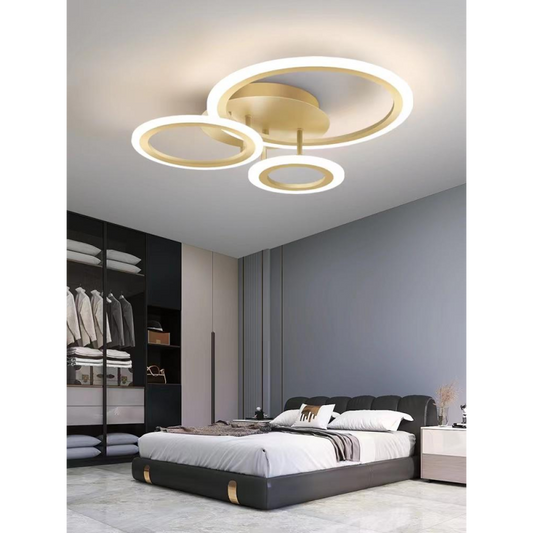 Lustră LED Gold cu 3 Cercuri și Telecomandă WiFi 2.4G - G3862/3 GD