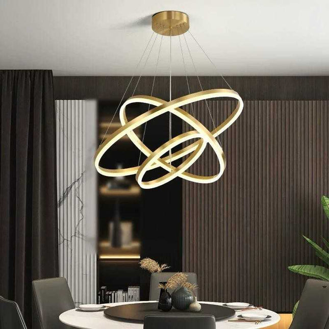 Lustră LED Minimalist Ring cu Telecomandă WiFi 2.4G Gold – Design Modern și Iluminare Reglabilă - 5205/3 GD