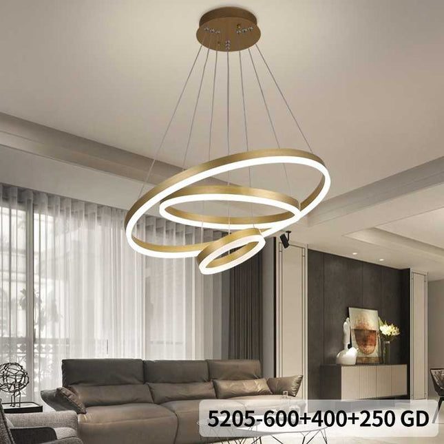 Lustră LED Minimalist Ring cu Telecomandă WiFi 2.4G Gold – Design Modern și Iluminare Reglabilă - 5205/3 GD
