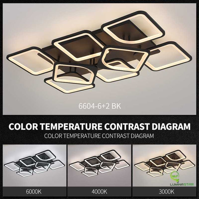 Lustră LED Negru cu Telecomandă WiFi 2.4G-6604/6+2 BK