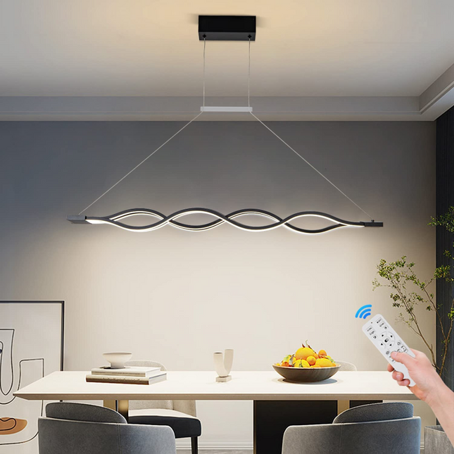 Lustră LED Neagră cu Telecomandă – Eleganță și Iluminare Personalizată G20235 BK