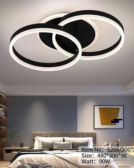 Lustră LED Neagră Dimabilă 90W cu Telecomandă – Eleganță și Funcționalitate -  5206/300*2 BK(C23025/2)