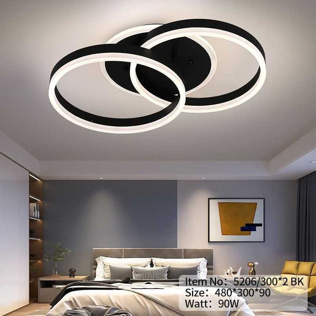 Lustră LED Neagră Dimabilă 90W cu Telecomandă – Eleganță și Funcționalitate -  5206/300*2 BK(C23025/2)