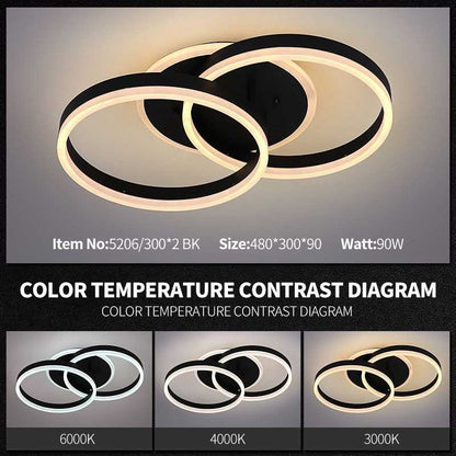 Lustră LED Neagră Dimabilă 90W cu Telecomandă – Eleganță și Funcționalitate -  5206/300*2 BK(C23025/2)
