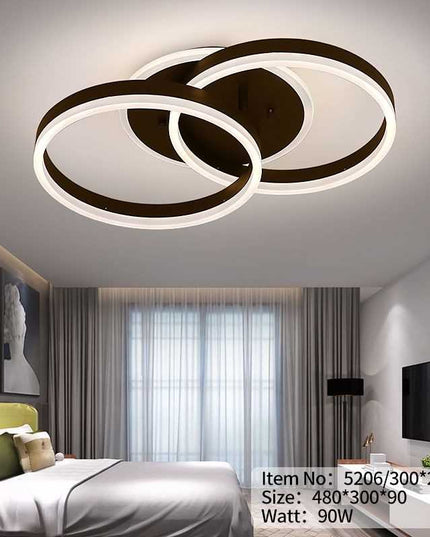 Lustră LED Neagră Dimabilă 90W cu Telecomandă – Eleganță și Funcționalitate -  5206/300*2 BK(C23025/2)