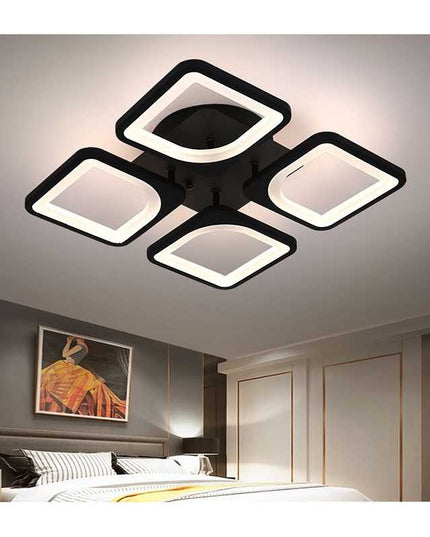 Lustră LED Negru Pătrate cu Telecomandă WiFi 2.4G – Design Modern și Funcționalitate Avansată - 6604/4S BK